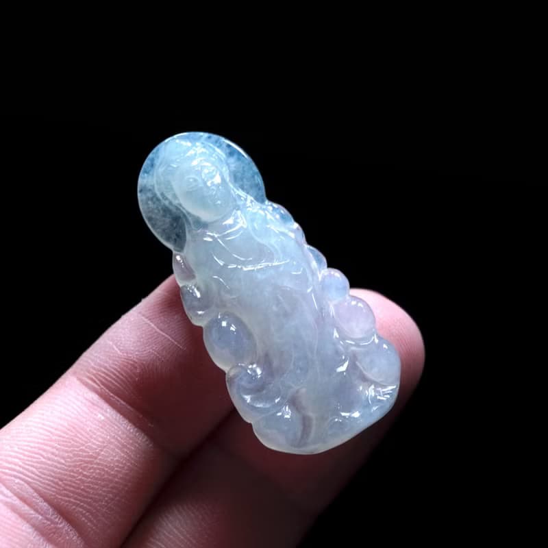冰種翡翠精雕觀音菩薩 | 天然緬甸玉翡翠A貨 | 送禮