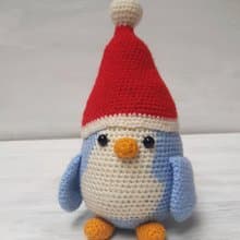 Hand Crochet Funny Christmas Penguin Stuffed Toys Animals Knit Gift