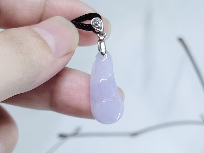 【親翠】天然翡翠 冰紫連中三元可愛小胖豆項鍊 畢業禮物