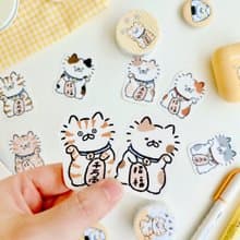 招財貓系列-咖啡色系貼紙包