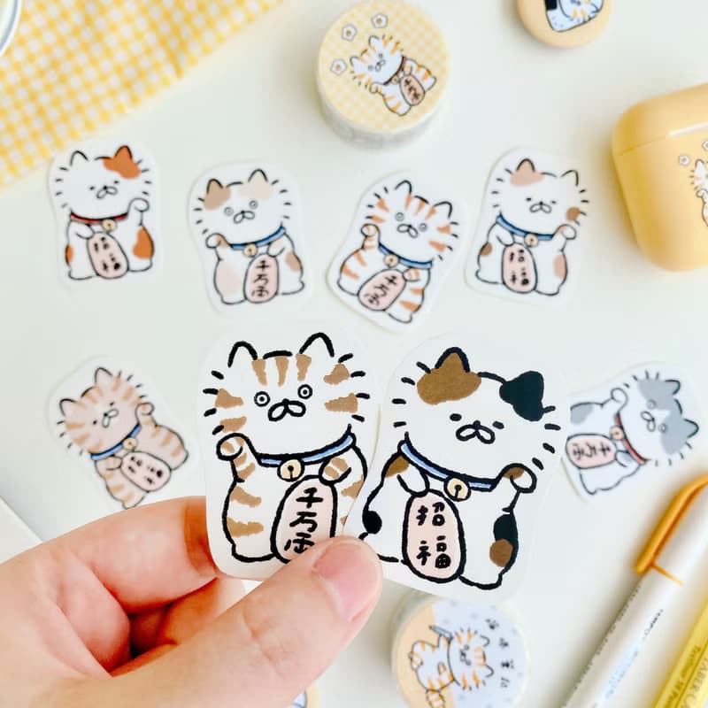 招財貓系列-咖啡色系貼紙包