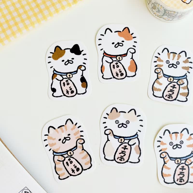 招財貓系列-咖啡色系貼紙包