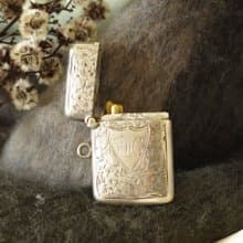 -古董英國購入之百年純銀雕花火柴盒 925 Sterling W750