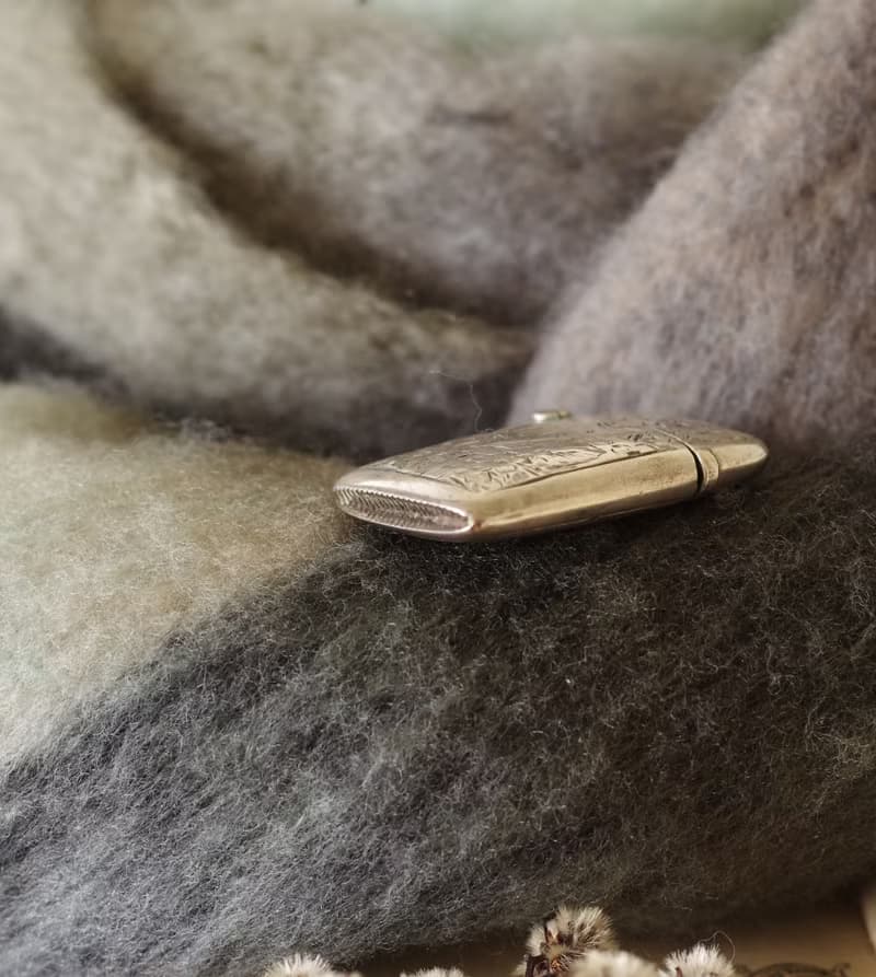 -古董英國購入之百年純銀雕花火柴盒 925 Sterling W750