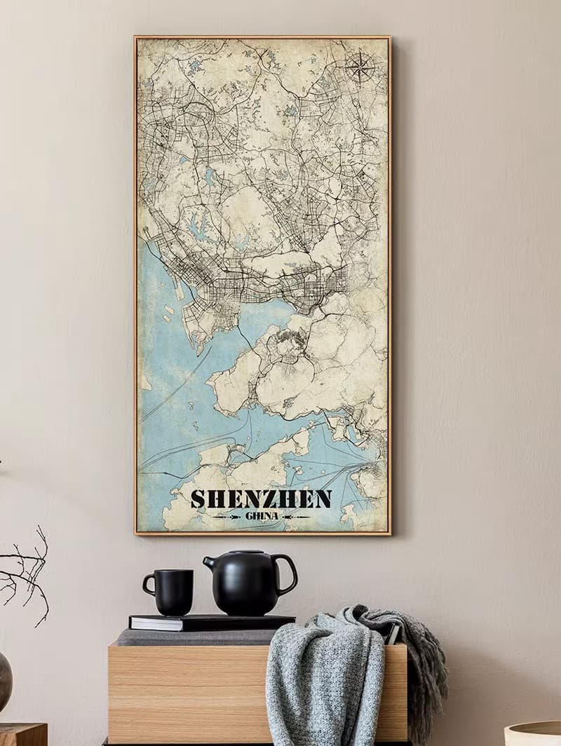 個人專屬訂製 手繪風城市地圖定製畫 荒野羅盤