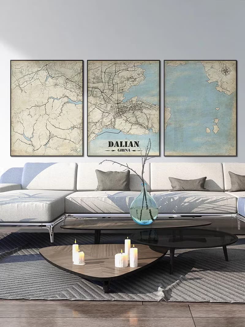 個人專屬訂製 手繪風城市地圖定製畫 荒野羅盤