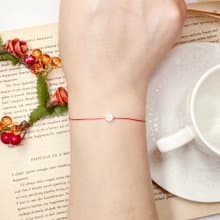 純銀 單鑽 超小 迷你 紅線 手鍊 鋯石 婚禮 閨蜜 桃花 月老 經典