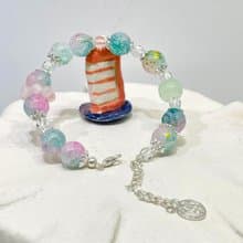 台灣設計師手工飾品-冰晶珠手鍊【夏日飲品-水蜜桃薄荷冰茶】
