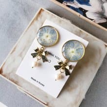 【茜作】乾燥花手工定制 耳釘 耳環 耳夾 耳墜 聖誕禮物經典設計