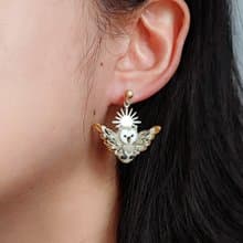 bi creatures//貓頭鷹金環手工軟陶耳環