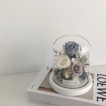 Flora Flower永生花大玻璃罩夜燈-雪灰藍