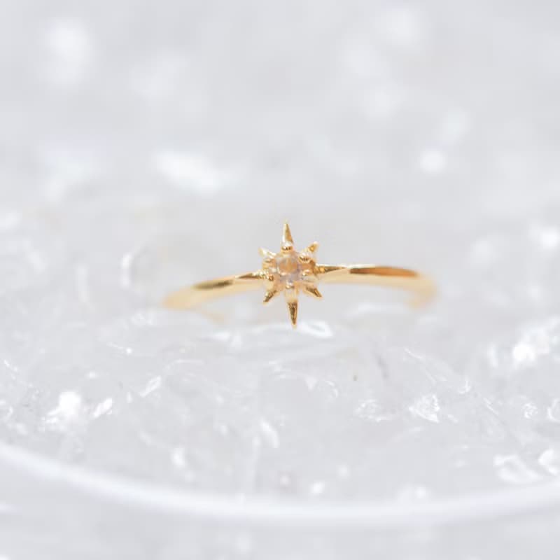 白水晶925純銀星芒戒指 可調式戒指