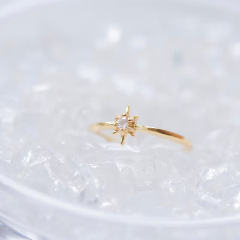 白水晶925純銀星芒戒指 可調式戒指