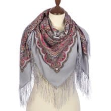 Original Pavlovo Posad Russian Shawl 100% Wool Woolen Scarf 110x110 cm 1637-1