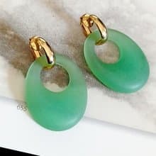 vintage jewelry  AVON 仿玉石垂墜夾式耳環