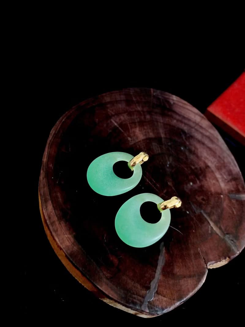 vintage jewelry  AVON 仿玉石垂墜夾式耳環