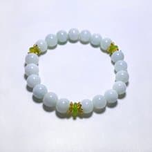 天然緬料 翡翠 8.2 mm 果綠碧璽 925純銀 手鍊