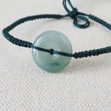 本命年【歲歲平安 】冰飄花翡翠絲光編織手鍊*SS59*招財、保平安