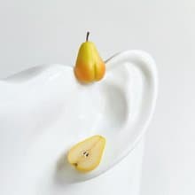 PP LEE系列•屁屁梨手工耳環耳夾原創小眾個性軟陶微縮食玩飾品
