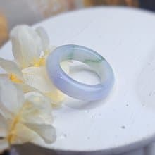招財•貴人•圓滿•平安|夢幻糯冰芭比紫飄花|緬甸A貨翡翠戒圈#12