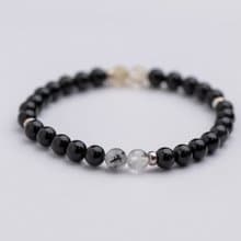 黑曜系列 6mm黑曜石黑髮晶金髮晶手串