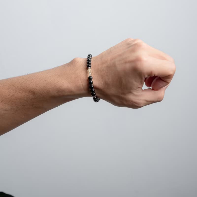 黑曜系列 6mm黑曜石黑髮晶金髮晶手串