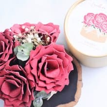 皮革玫瑰花盒 玫瑰紅 皮革DIY材料包 情人節 刻名 Leather Rose