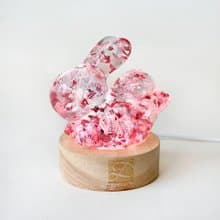 水晶跳躍兔燈座組 |天然石擺飾| 生日禮物 情人節禮物 | 閃靈鑽