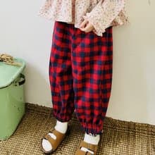 紅藍格子磨毛長褲 / 褲子 童裝