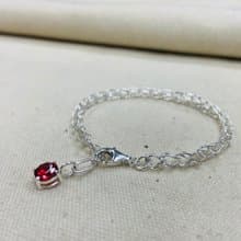 純銀 手工鍊 紅色鋯石款 S14