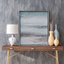 Small abstract painting from the artist, a landscape in gray shades