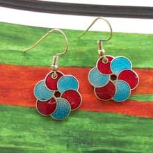 Vintage Jewelry 西洋古董飾品 景泰藍 藍紅 耳勾 針式耳環
