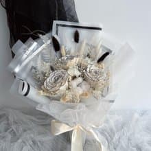 伊登花室 3朵香奈兒永生玫瑰 繡球花 乾燥花束