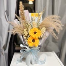 灰藍向日葵花束 (m size)