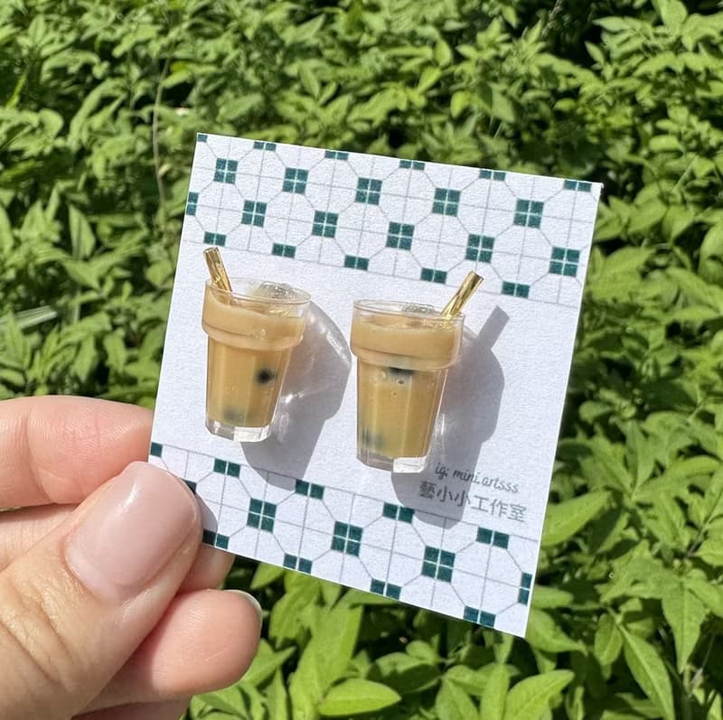 台式飲品系列- 珍珠奶茶 手作 耳環