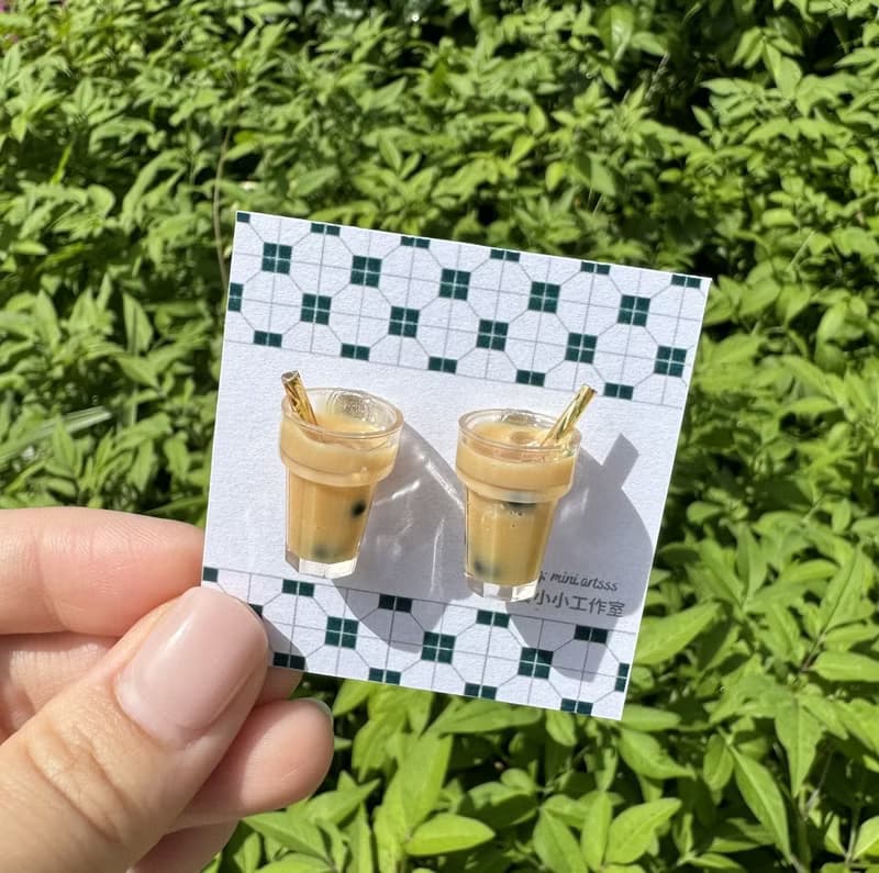 台式飲品系列- 珍珠奶茶 手作 耳環