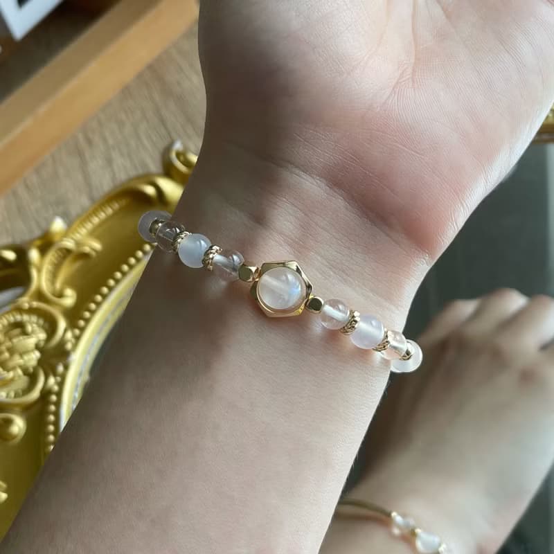 /夢中的月光/ 安穩睡眠 消除壓力 正能量 白月光 白瑪瑙 白水晶