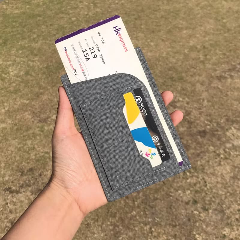 【Passport套/護照夾】灰色十字紋牛皮/旅行/多色可選/手工製造