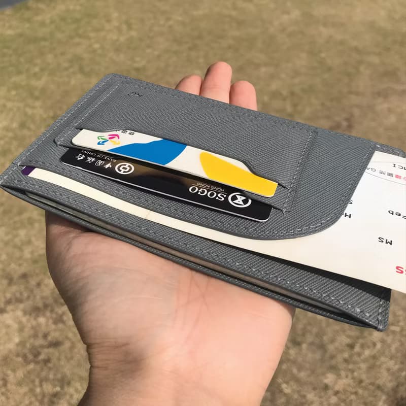 【Passport套/護照夾】灰色十字紋牛皮/旅行/多色可選/手工製造