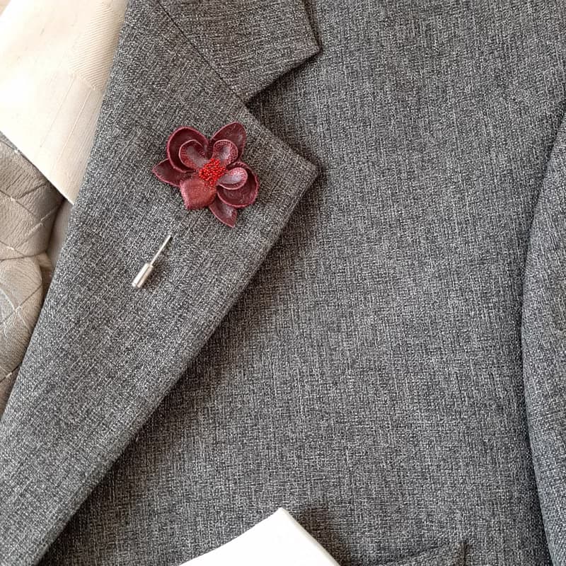 Men's lapel pin leather flower orchid, Fathers day gift for him Leather boutonni