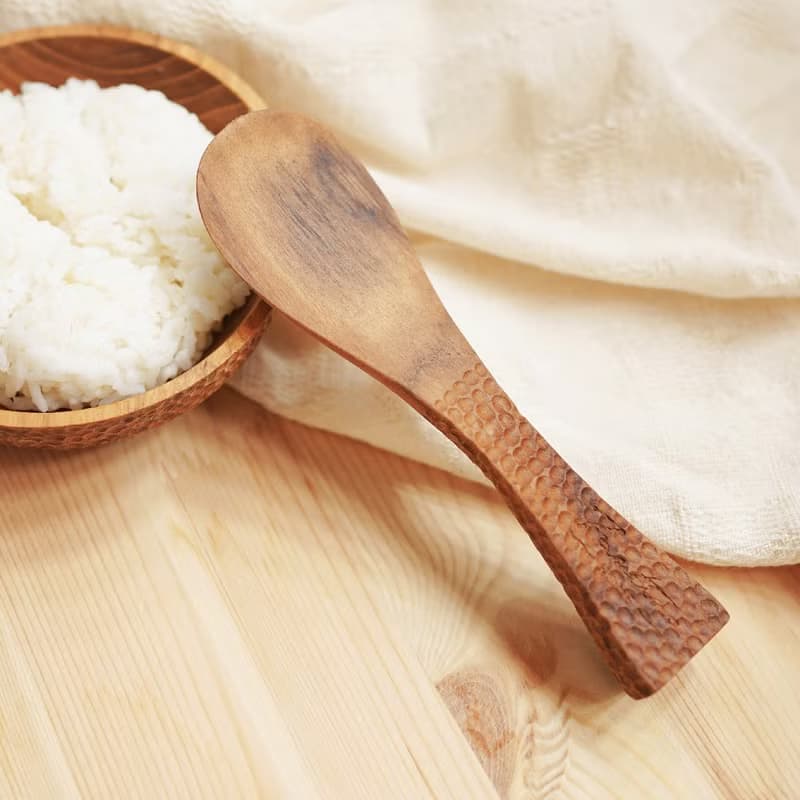 【可站立】天然柚木飯匙/飯勺/-波點款│食用安心不上漆原木製