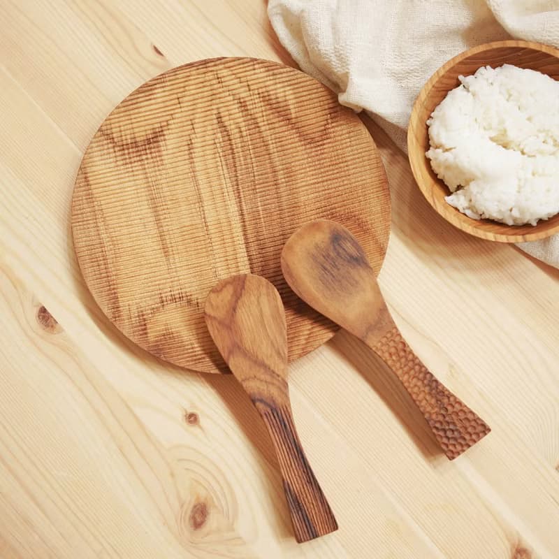 【可站立】天然柚木飯匙/飯勺/-波點款│食用安心不上漆原木製