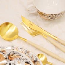 葡萄牙 Cutipol GOA  奶茶金 主餐四件組(刀叉匙+咖啡匙)