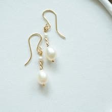 大米粒珍珠耳環│14KGF 天然珍珠