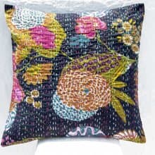 花朵刺繡抱枕套 純棉抱枕套 民族風抱枕套-法式風 時尚黑花朵森林