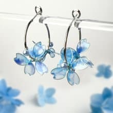 藍紫清透花圈耳環手工樹脂飾品耳針