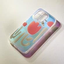 iPhone 16全包漸變幻彩 | 紫色米黃色花卉可愛圖案|防摔軟手機殼