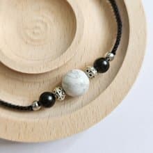 (白松石+黑碧璽) 手鏈