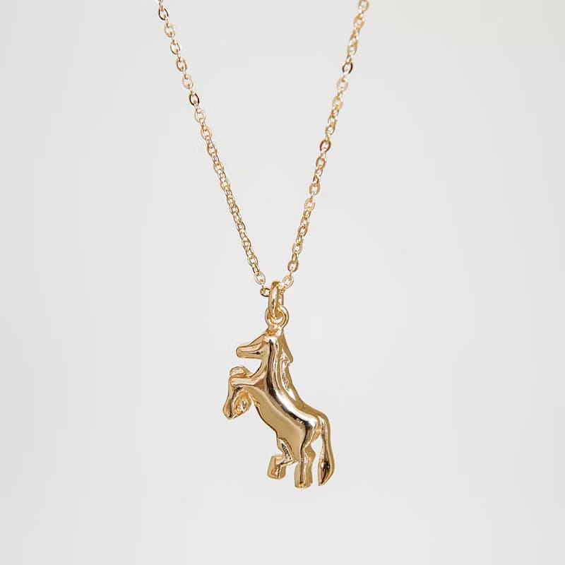 Horse Necklace 生肖系列 馬動物造型項鍊 純銀鍍18K金 送禮推薦