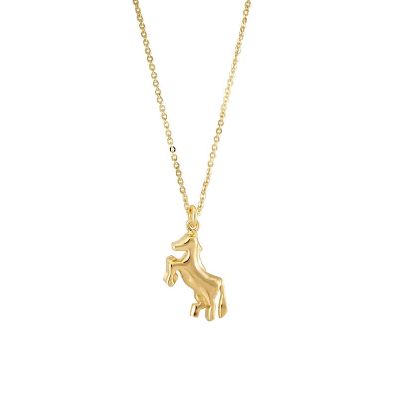 Horse Necklace 生肖系列 馬動物造型項鍊 純銀鍍18K金 送禮推薦